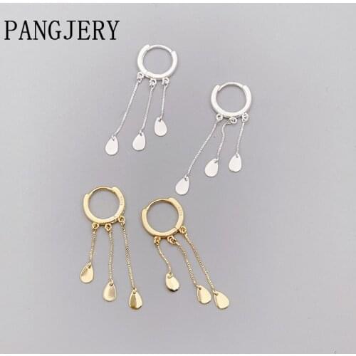 PANGJERY Prevent Allergy 925 Sterling Silver Long Tassel Drop Earrings for Women Exquisite Sequins Anniversary Jewelry Gifts