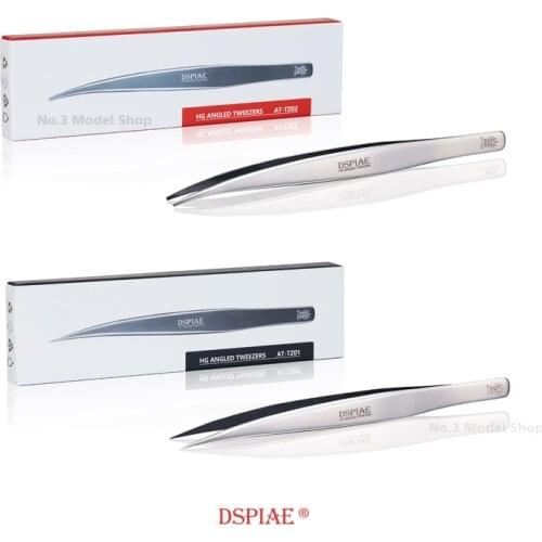 DSPIAE HG Angled Tweezers Flat-Tipped Tweezer Thin-Tipped Tweezer Gundam Military Model Making Hobby Tool