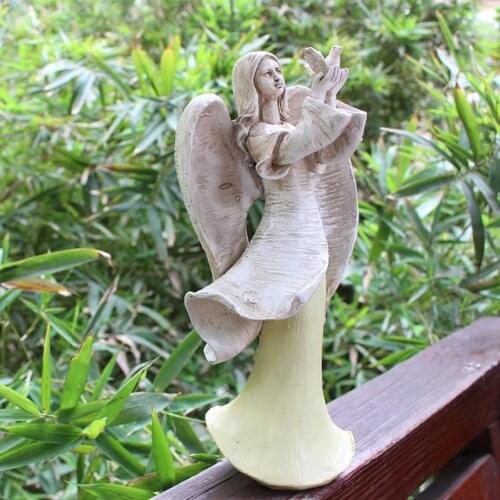 Portable Decorative Fairy Tale Statue Dove Ornament Resin Angel Statue Eye-catching for Garden