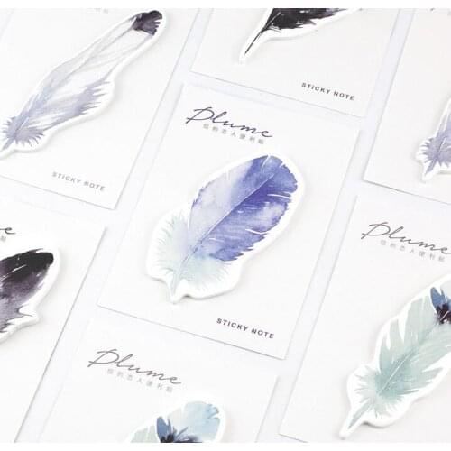The Plume Series Feather Self-Adhesive Memo Pad Sticky Notes Paper Writing Bookmark School Office Stationery Supply