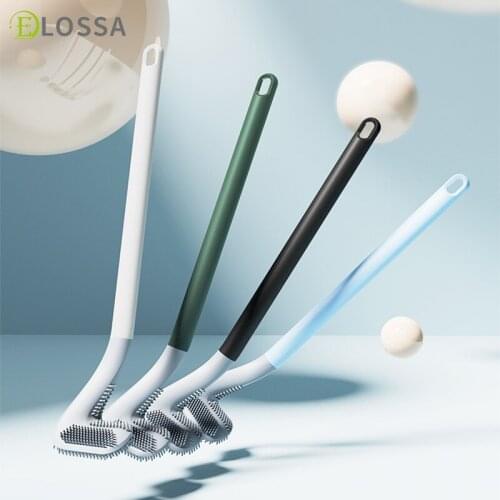 ELOSSA TPR Toilet Brush And Holder Quick Drain Cleaning Tools Tools Toilet Brush Silicone Wc Flat Head Flexible Soft Bristles