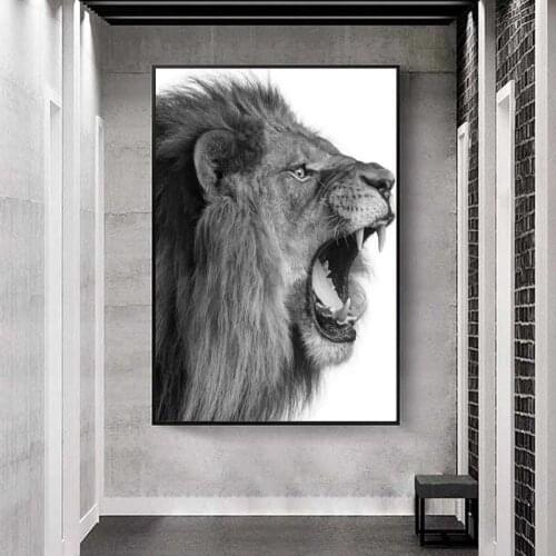 Modern Africa Animal Lions Canvas Painting Posters Black and White Prints Wall Art Pictures for Living Room Home Wall Decoration