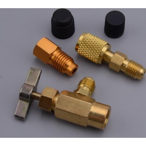 5pcs Refrigerant Special Can Bottle Tap Valve Adapter Fitting Replacement Kit Car Fit for R1234yf R134a R12 1/4SAE 1/2" ACME-LH