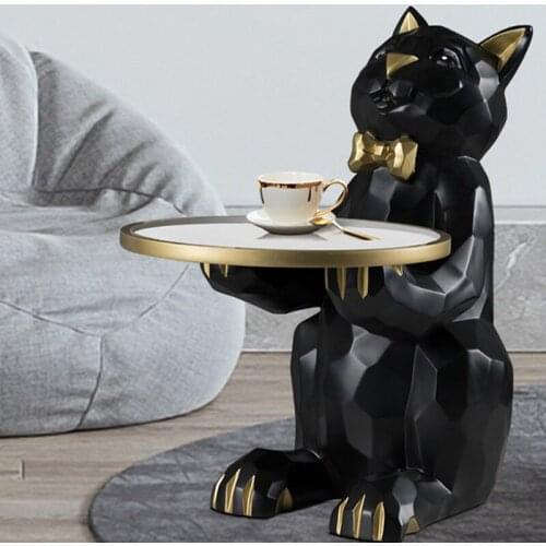 Black Lucky Cat Resin Statue Sculpture Landing Ornaments Home Decor Creative Storage Rack Nordic Animal Figurine Decoration
