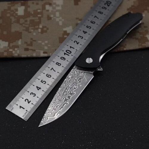 TIGEND 1810S pocket Hunting straight tactical knife fixed knife survival Damascus camping rescue tool folding EDC tool knife