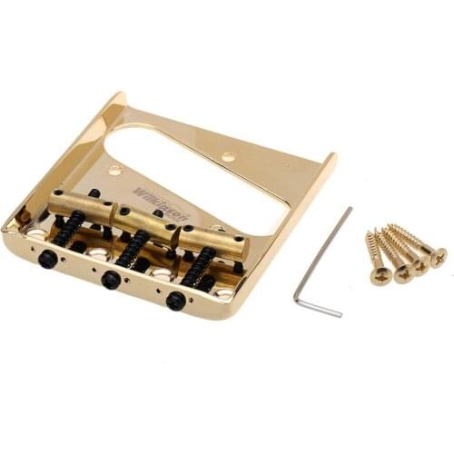 Wilkinson 54mm(2-1/8 inch) String Spacing Vintage Ashtray Guitar Tele Bridge 3 Brass Saddles for Telecaster Style Guitar, Gold