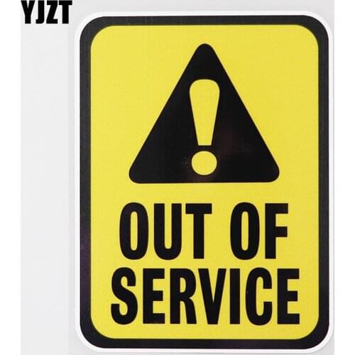 YJZT 9.9CM×13.2CM Warning Out Of Service Decal Safety PVC Car Sticker 12C-0442