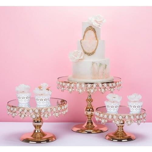 Pearl gold mirror cupcake stand for wedding party cake table decoration cake tools 4-5pcs