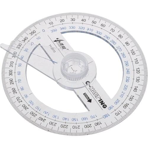 1 Pcs Portable All Circular 10cm Plastic 360 Degree Pointer Protractor Ruler Angle Finder Swing Arm For School Office Supplies