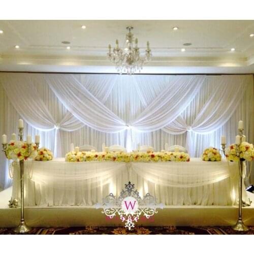 10ft*20ft Pure White Wedding Backdrop with beautiful swags Wedding Stage Decor