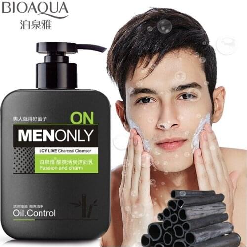 BIOAQUA Men cool live charcoal cleanser skin care Moisturizing oil control firming to blackhead deep clean Face Face care