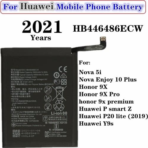 2021 HB446486ECW Battery For Huawei P smart Z P20 lite (2019) Y9s Honor 9X 9X Pro 9X premium Nova 5i Enjoy 10 Plus Phone Battery