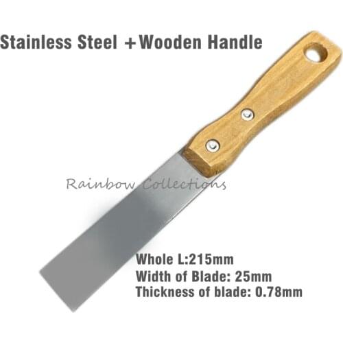 215*25mm Thick0.78mm Stainless Steel Putty Knife with Wooden Handle ,Safety Hand Tool Cleaning Tools