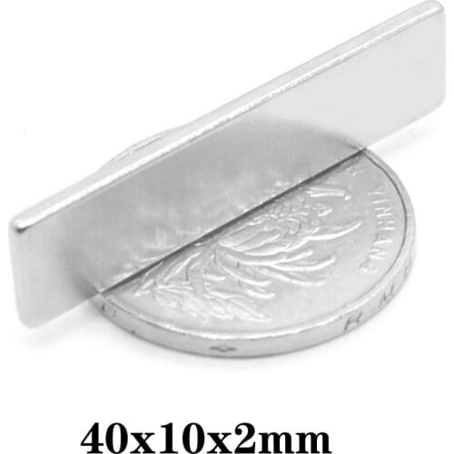 5~100PCS 40x10x2 Super Strong Sheet Rare Earth Magnet Thickness 2mm Block Rectangular Neodymium Magnets N35 40x10x2mm 40*10*2 mm