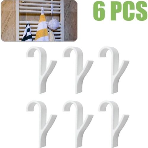 6Pcs Plastic Radiator Rail Hanger Bath Clothes Scarf Towel Coat Hook Organizer For Heated Towel Radiator Rail Bath Hook Holder