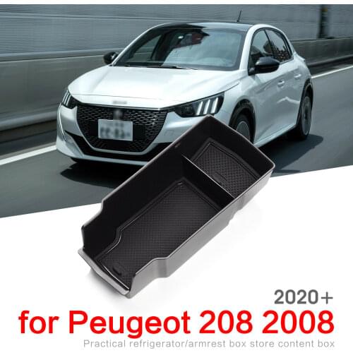 Car Organizer Box for Peugeot 208 2008 II MK2 2020 2021 2022 Central Armrest Storage Container Holder Tray Interior Accessories