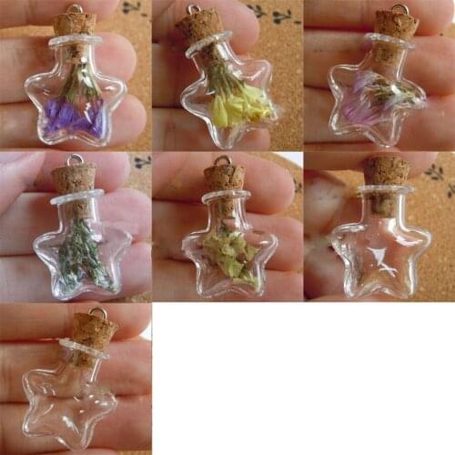 Free shipping!!!! 50pcs/lot 20x26mm Five-pointed star Glass Vial Pendant/Mini Wishing Bottles pendant