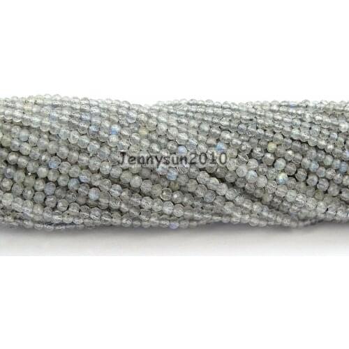 Brilliant Cut Shining Natural Labradonite Gems Stone 2mm~2.7mm Faceted Round Beads Jewelry Making 2 Strands/Pack