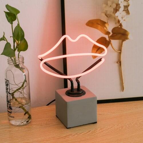 Decorative Lip Glass Neon Sign Customized 3D Lamp Advertising Glass Neon Sign for Room