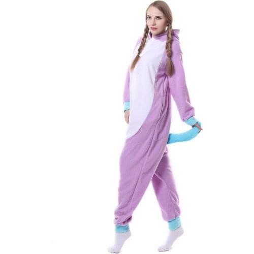 Polar fleece animals Adult Purple Unicorn Onesie Cosplay Costume Pajamas Sleepwear For Women Men