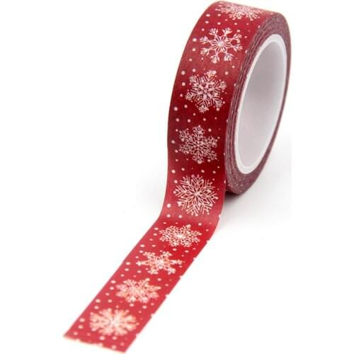 1PC 15mm*10m Kawaii Christmas Tree Dark Red Washi Tapes for Scrapbooking Stickers Adhesive Stationery Masking Tapes