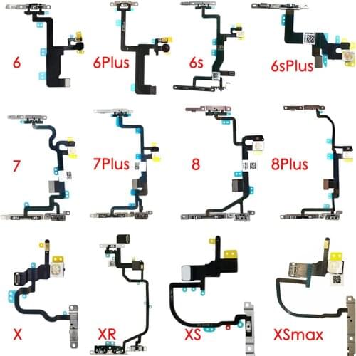 For iPhone 6 6P 6s 6SP 7 7P 8 8 Plus X Xs XsMax Switch On Off Power Button + Flash Light + Mic Flex Cable with Bracket