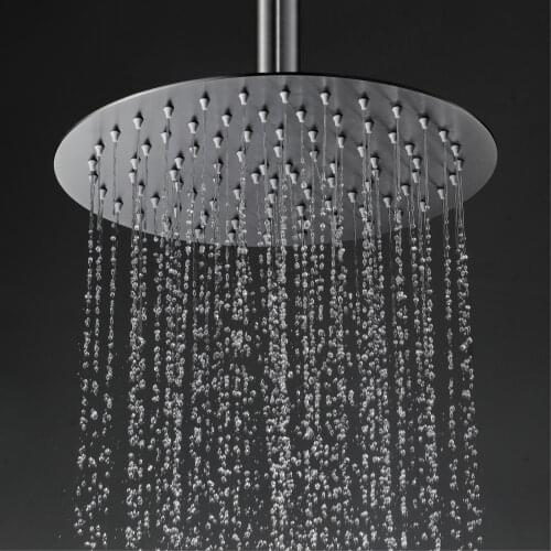 Round Stainless Steel Gunmetal Bathroom Ceiling Mounted shower Head Gun grey Rain shower 8-16" Shower Head Without Shower Arm