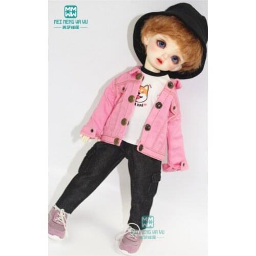Doll clothes fits 27cm-30cm 1/6 BJD YOSD doll casual suit denim jacket T-shirt trousers