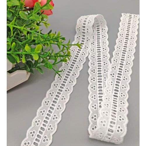 2Meters Hollow Out Floral Embroidered Cotton Lace Ribbon DIY Apparel Sewing Fabric Handmade Crafts Fabric 3CM Wide Lace Tape