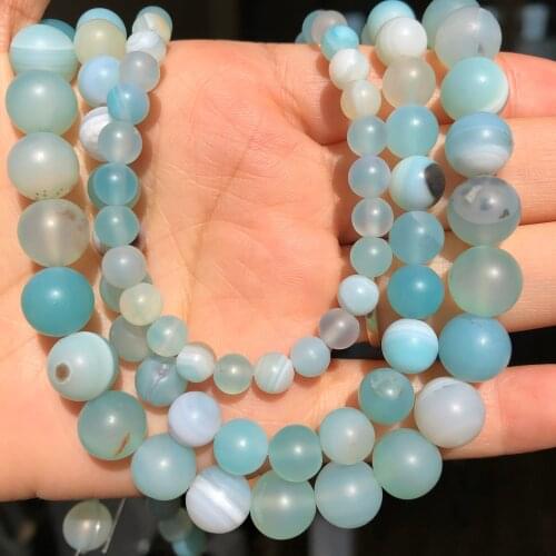 Matte Dull Amazonite Stripe Agates Stone Beads Natural Loose Spacer Beads For Jewelry Making Diy Needlework Bracelet 6 8 10mm