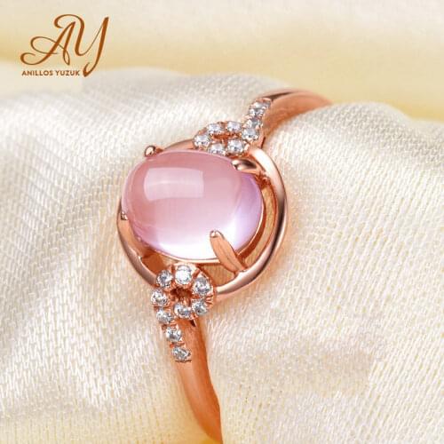 Anillos Yuzuk Jewelry Fashion Rose Quartz Ring For Party Natural Rose Quartz Silver Ring 925 Sterling Silver Rose Quartz Jewelry