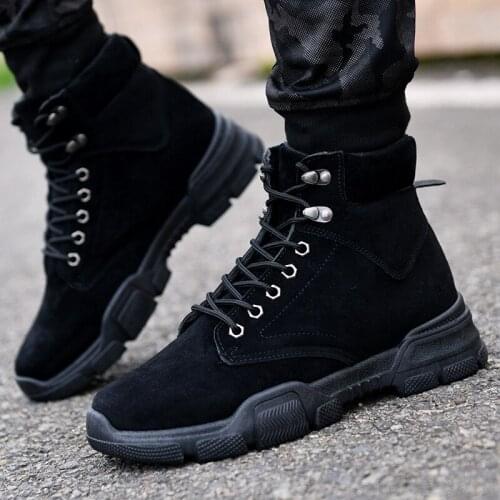 2020 Autumn Early Winter Shoes Men Boots Thick Sole Non-slip Mens Ankle Boots Fashion Street Cool Young Man Shoes