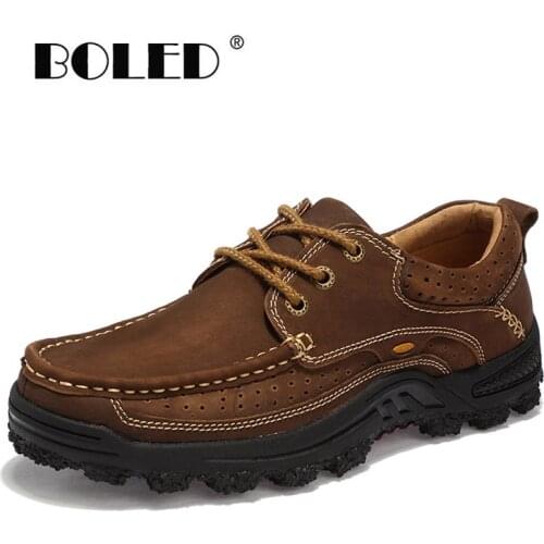 Handmade Genuine Leather Men Casual Shoes Soft Comfort Flats Shoes High Quality Outdoor Men Sneakers Shoes Men Dropshipping