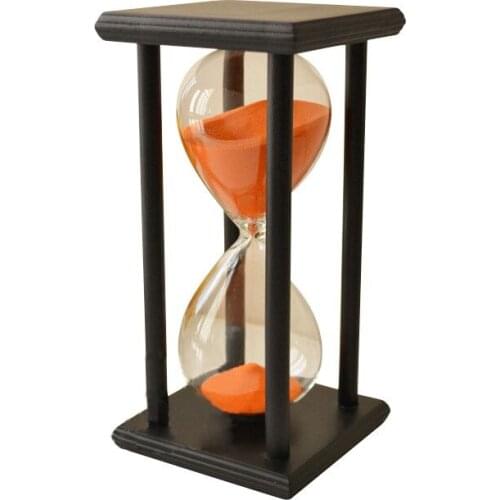 NOCM-Colors! 60Min Wooden Sand Sandglass Hourglass Timer Clock Decor Unique Gift Type:60Min Black Frame Orange Sand