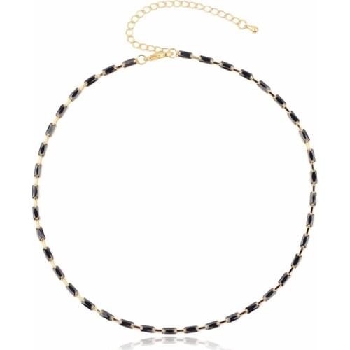 33+7cm baguette Black CZ Tennis Chain Choker Necklace Adjusted Size 18K Gold Colorful Summer collar chokers Jewelry