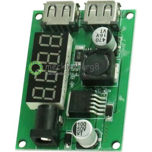 DC-DC 9 to 12 V 24 to 36 V to LED 5 to 3A LED digital display step-down module Voltage Voltmeter dual USB converter