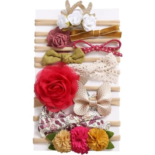 10Pcs/Set Baby Headbands For Girls Elastic Hair Bands Cute Baby Bow Flower Kids Headwear Gifts Girl Hair Accessories 2021