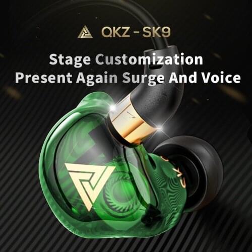 QKZ SK9 Wired Earphones 3.5mm In Ear Heavy Bass Headset With Mic Sports Running Earbuds for Universal Phone MP3 Wire Control