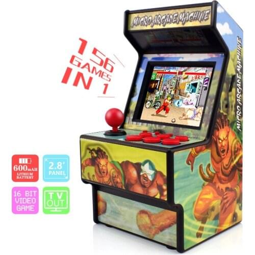 Retro mini arcade handheld game console 16-bit built-in 156 classic games Host rocker gamepad support TV AV output USB charging