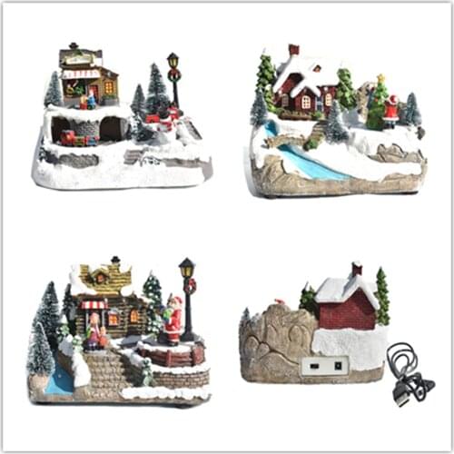 Faroot Christmas House Decorations Luminous LED Light Small Ornament Spinning Train Santa Music Box