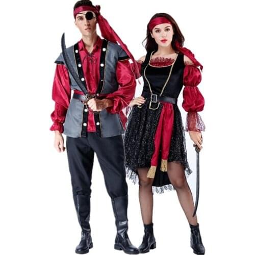 Sexy Caribbean Pirate Captain Jack Costume Halloween Fancy Party Couple Cosplay Dress