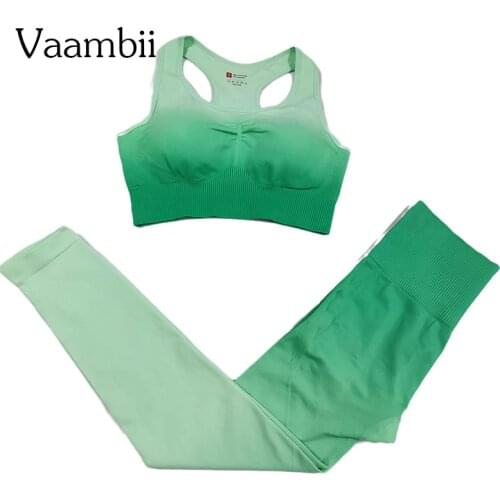 Sport Outfit For Woman Ombre Clothes Women Bra Leggings Sets 2 Piece Seamless Tracksuits Sportwear Sports Yoga Gym Clothing