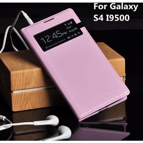 Slim View Shell Auto Sleep Wake up Function Flip Leather Case Shockproof Bag Back Cover Mask For Samsung Galaxy S4 I9500 I9505