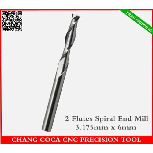3.175mm*6mm,Freeshipping CNC solid carbide End Mill,tungsten steel woodworking router bit,2 Flute milling cutter,MDF,acrylic,PVC