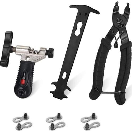 Bike Chain Repair Tool Kit, Bike Master Link Pliers Remover Chain Breaker Splitter Cutter & Chain Wear Indicator Checker