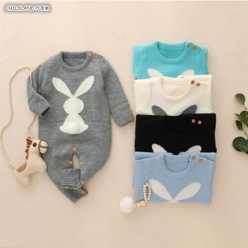 Knitted Baby Romper Girl Autumn Winter Newborn Baby Clothes Rabbit Animal Cotton Baby Boy Romper Infant Baby Jumpsuit For Boy