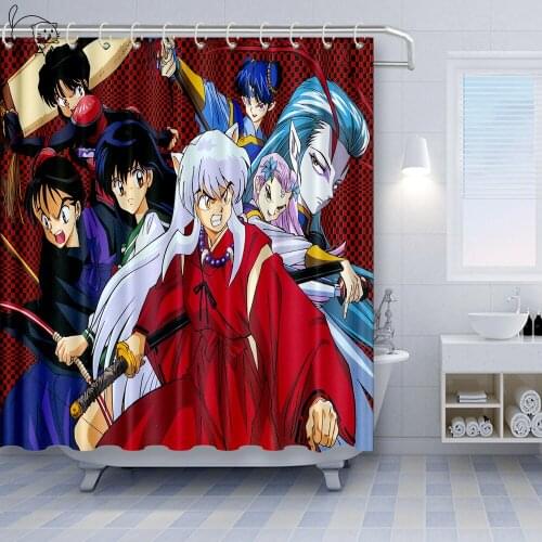 Custom High Quality Japanese anime Inuyasha Shower Curtain Waterproof Bathroom Polyester Fabric Bathroom Curtain