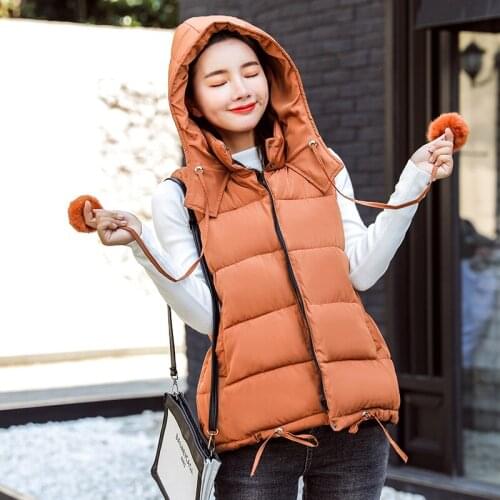Waistcoats Vest Women Jacket Winter Warm Womens Coats Down Vest With Hood Womens Vest Coat Colete