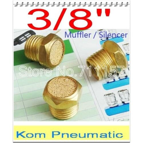 10pcs/lot Brass Exhaust Muffler 3/8 inch BSP 3/8" Pneumatic Plugs Silencer Fitting BSLM-03 Noise Filter Reducer Connector