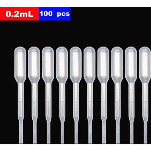 100 Pcs / Pack, 0.2ml Pipette Transparent Plastic Pipette Disposable Safety Eye Pipette Scale Pipette Laboratory Supplies